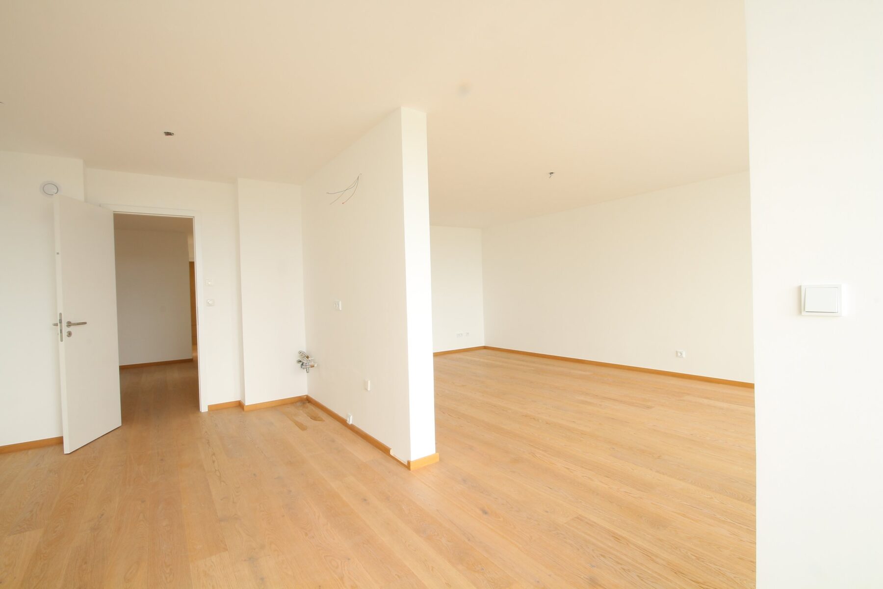 Offene Küche mit angrenzendem Wohnzimmer